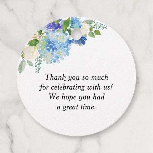 Étiquettes Cadeau Blue Hydrangea Fleurs Wreath Bridal Brunch (Dos)
