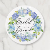 Étiquettes Cadeau Blue Hydrangea Fleurs Wreath Bridal Brunch (Devant)