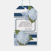 Étiquettes-cadeau Blue Hydrangea Floral Moderne Élégant Marine rayé (Dos)