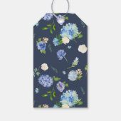 Étiquettes-cadeau Blue Hydrangea Floral Wreath Fête des mariées (Dos)