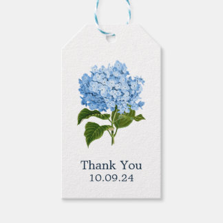 Étiquettes-cadeau Blue Hydrangea Grandmillennial Merci