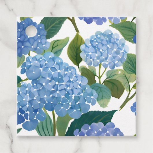 Étiquettes Cadeau Blue Hydrangeas Watercolor Floral (Devant)