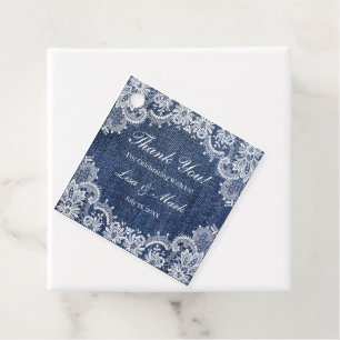 Étiquettes Cadeau Blue Jean Denim Et Dentelle