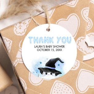 Étiquettes Cadeau Blue Little Boo Baby shower de sorcière fantôme ro