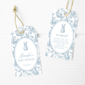 Étiquettes-cadeau Blue Little Bunny Baby Shower Thank You Favor Tags