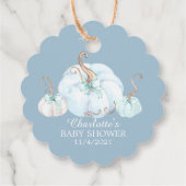 Étiquettes Cadeau Blue Little Citrouille Baby shower Merci Favoriser (Dos)