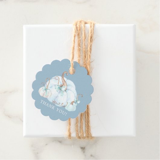 Étiquettes Cadeau Blue Little Citrouille Baby shower Merci Favoriser (En situation)