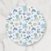 Étiquettes Cadeau Blue Ocean Créature Anniversaire (Dos)