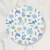Étiquettes Cadeau Blue Ocean Creature Baby Douche (Dos)