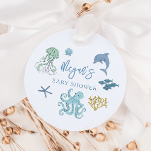 Étiquettes Cadeau Blue Ocean Creature Baby Douche
