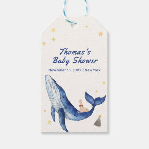 Étiquettes-cadeau Blue Ocean Whimsical Duck Stars Baby shower balein
