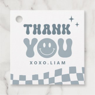 Étiquettes Cadeau Blue ONE Happy Dude Anniversaire Carré de faveur t