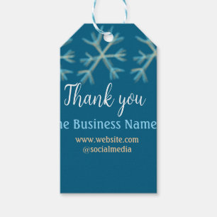 Étiquettes-cadeau Blue orange snowflakes ajouter nom commercial noël