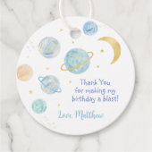 Étiquettes Cadeau Blue Pastel Two The Moon Space Anniversaire (Devant)