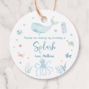 Étiquettes Cadeau Blue Pastel Under the Sea Anniversaire