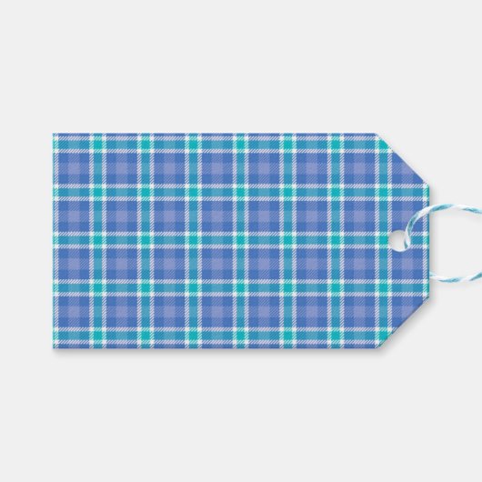 Étiquettes-cadeau Blue Plaid  (Devant (Horizontal))