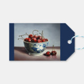 Étiquettes-cadeau Blue Porcelain & Cherries (Devant (Horizontal))