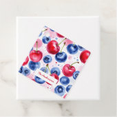 Étiquettes Cadeau Blue Red Fruit Nourriture Aquarelle Berry Cherry (En situation)