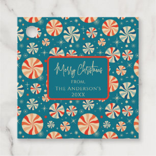 Étiquettes Cadeau Blue Retro Vintage Christmas Échange de cookies