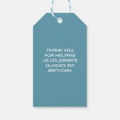 Étiquettes-cadeau Blue Robot thème Anniversaire Merci (Dos)