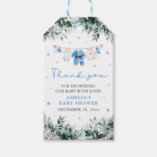 Étiquettes-cadeau Blue Santa Baby Linge de Noël pour Baby Shower