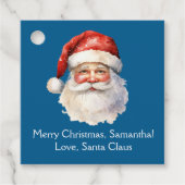 Étiquettes Cadeau Blue Santa Claus Personnalisé Enfants Noël (Devant)