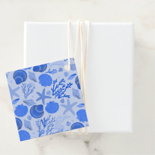 Étiquettes Cadeau Blue Seashells Plage Coloré Cute Custom
