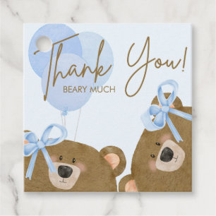 Étiquettes Cadeau Blue Teddy Nous pouvons attendre le Baby shower Tw