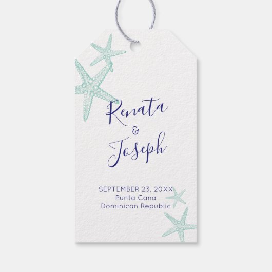 Étiquettes-cadeau Blue Tropical Beach Starfish Favoriser les étiquet (Dos)