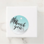 Étiquettes Cadeau Blue Tropical Palm Tree Beach Merci Mariage (En situation)