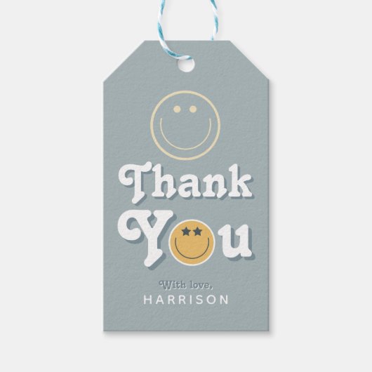 Étiquettes-cadeau Blue Two Cool Dude Boys Smile 2nd Birthday Favor (Devant)