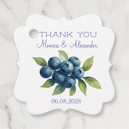 Étiquettes Cadeau Blueberries Blueberry Fruits Mariage Merci (Devant)