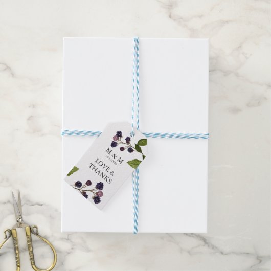 Étiquettes-cadeau Blueberry | Mariage Monogram Merci Favoriser (Avec de laficelle)