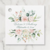 Étiquettes Cadeau Blush Floral Elegant Script Nom Mariage (Devant)