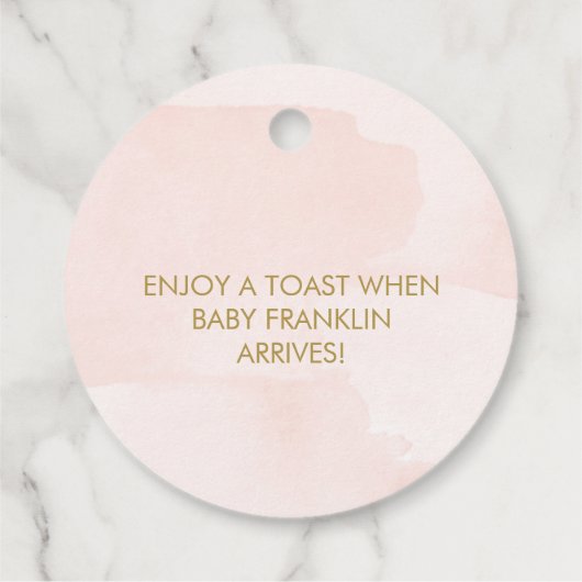 Étiquettes Cadeau Blush Pink and Gold Parties scintillant Pop it Fav (Dos)