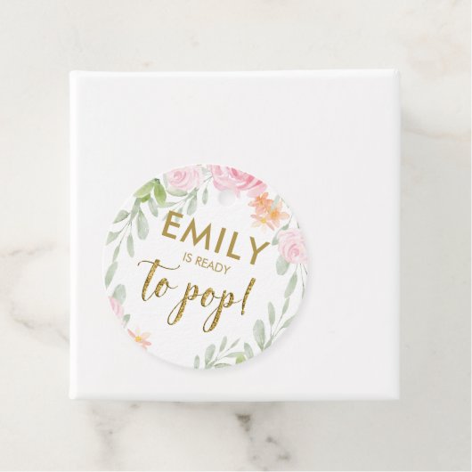 Étiquettes Cadeau Blush Pink and Gold Parties scintillant Pop it Fav (En situation)