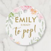Étiquettes Cadeau Blush Pink and Gold Parties scintillant Pop it Fav (Devant)