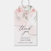 Étiquettes-cadeau Blush Pink Flowers, Greenery, Boho, Floral Baptism (Devant)