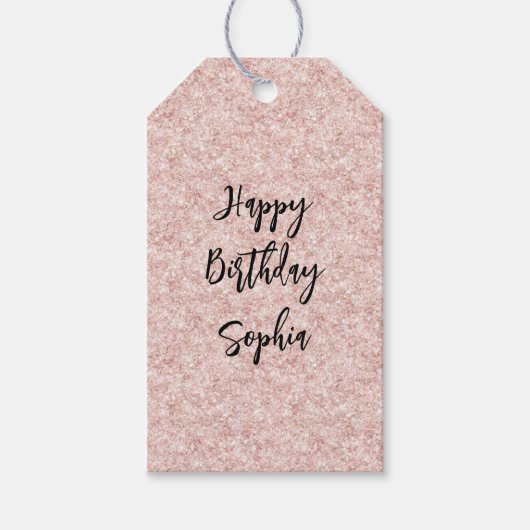Étiquettes-cadeau Blush Pink Sparkle Glitter Birthday (Devant)