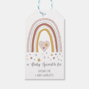 Étiquettes-cadeau Blush Rainbow moderne bébé fille saupoudrer douche