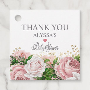 Étiquettes Cadeau Blush Rose or Floral petit Baby shower fille