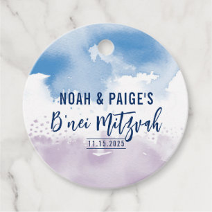 Étiquettes Cadeau B'NEI MITZVAH SEAL couleur moderne violet bleu