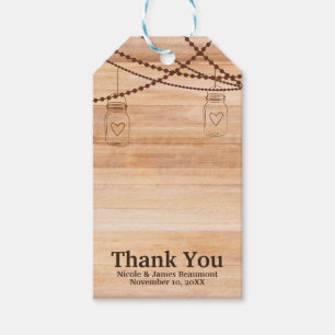 Étiquettes-cadeau Bocaux en bois de campagne rustiques pour mariage
