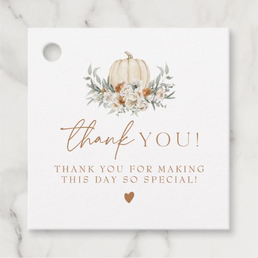 Étiquettes Cadeau BOHEME Boho Fall Terracotta Floral Citrouille (Devant)