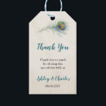 Étiquettes-cadeau Bohème Peacock Feather Vintage Mariage Merci<br><div class="desc">Balise de style Boho avec plumes paon. Utilisez pour les mariages bohèmes vintages,  anniversaires,  fêtes d'anniversaire,  douches nuptiales,  baby showers et tout autre événement spécial.</div>