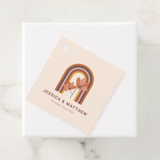 Étiquettes Cadeau Bohème Personnalisé Automne Terracotta Mariage Flo (En situation)