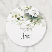 Étiquettes Cadeau Boho Abstrait vert blanc floral (Devant)