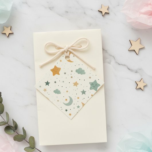 Étiquettes Cadeau Boho Baby Adoption douche - Lune et étoiles