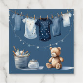 Étiquettes Cadeau Boho Blue Clothesline Sweet It a Boy Baby shower (Dos)