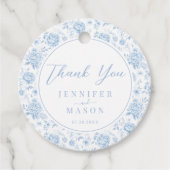 Étiquettes Cadeau Boho Blue Porcelain Floral Mariage Merci (Devant)